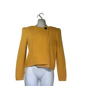 Vintage St John Marie Gray Yellow Knit Cardigan Size 6